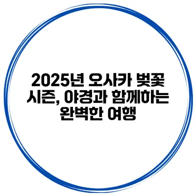 2025년 오사카 벚꽃 시즌, 야경과 함께하는 완벽한 여행