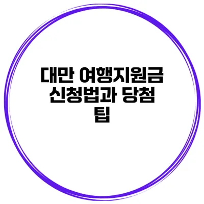 대만 여행지원금 신청법과 당첨 팁